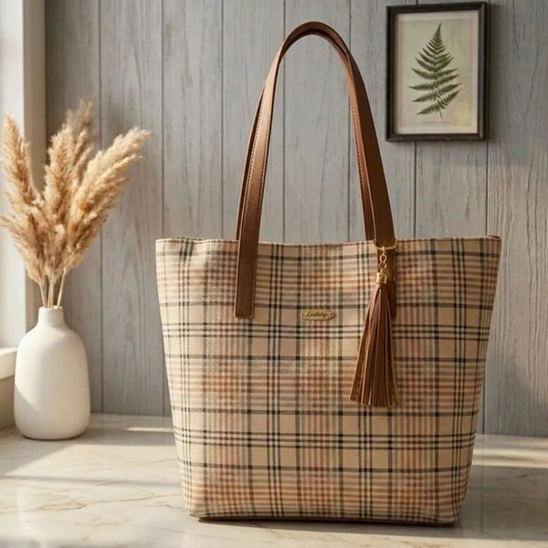 Bolso Elegante Cuadros Cafes