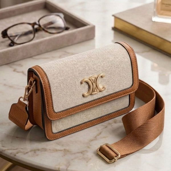 Bolso Manos Libres Beige y Cafe