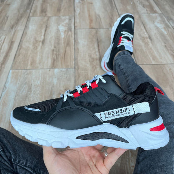 Zapatilla Importada Negra y Roja shangai