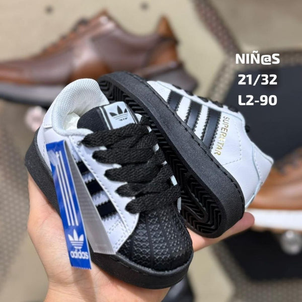 Zapatilla Niños Adidas Superstar Blanco y Negro