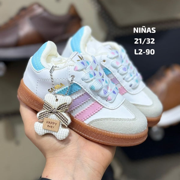 Zapatilla Niños Samba Blanco y Pastel