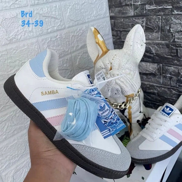Zapatilla Adidas Samba Azul y Rosa Pastel