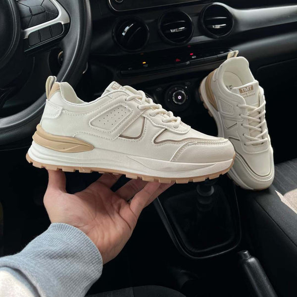 Zapatilla Importada Blanco Y Cafe Beijing
