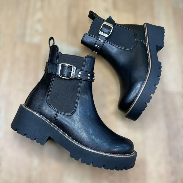 Botin Para Dama Negro Hebilla