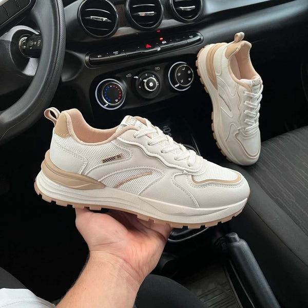 Zapatilla Importada Blanco y Café Karachi