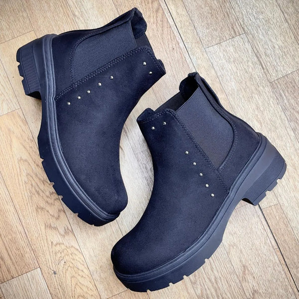 Botin Para Dama Negro con Apliques