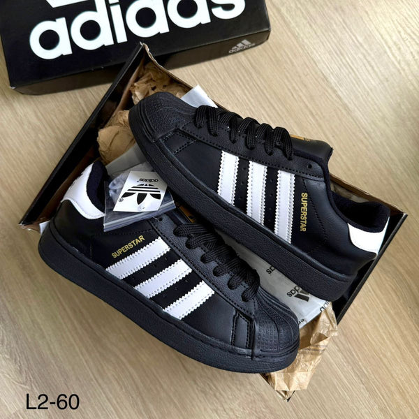 Zapatilla Unisex Superstar Negra Rayas Blancas