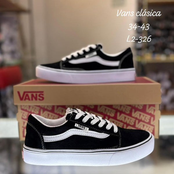 Zapatilla Unisex Vans Tabla Clasica Negra y Blanca