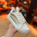 Zapatilla Plana Dama Dorada y Beige