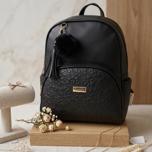 Morral Casual Dama Pompon Negro