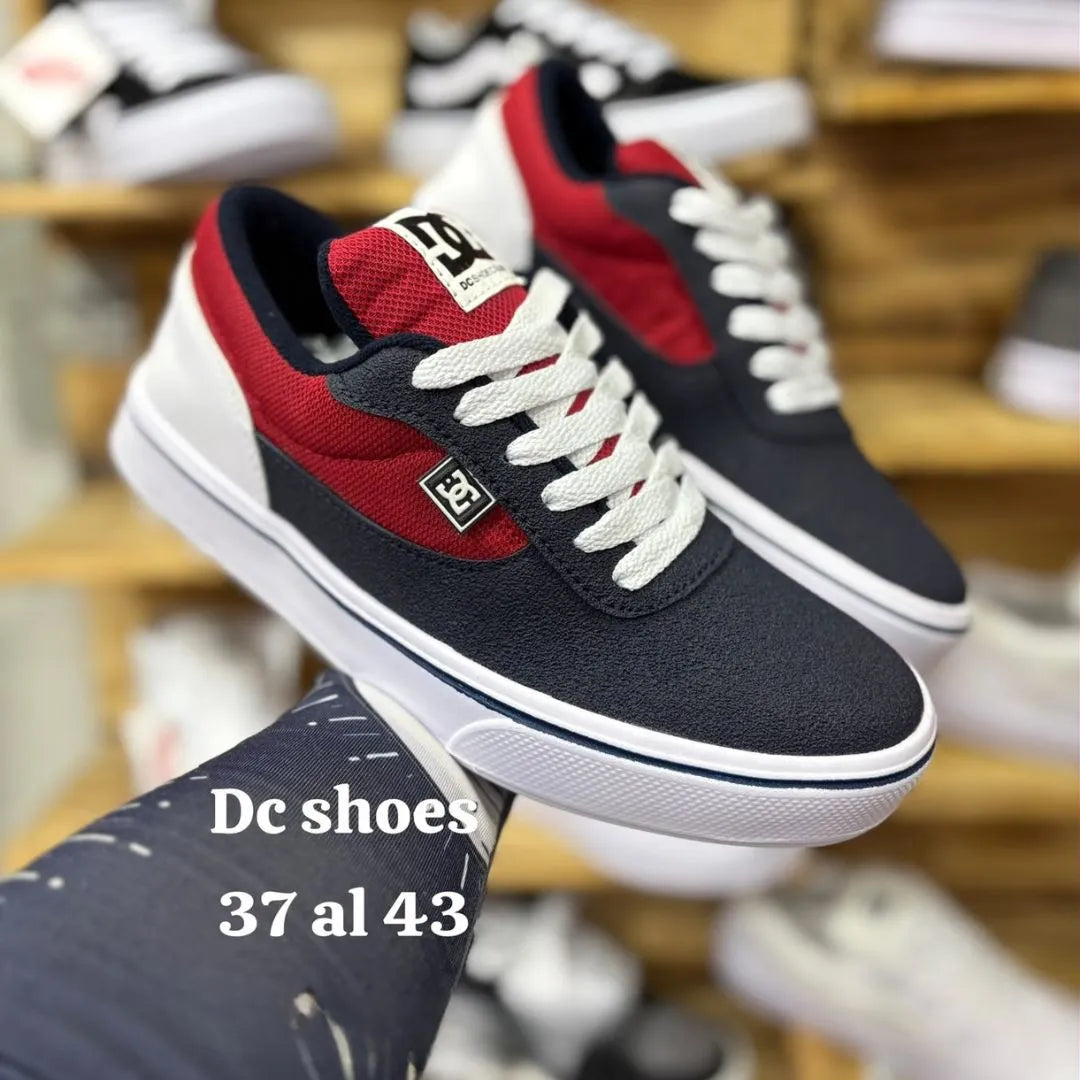 Zapatilla Dc Shoes Plano Azul Rojo y Blanco
