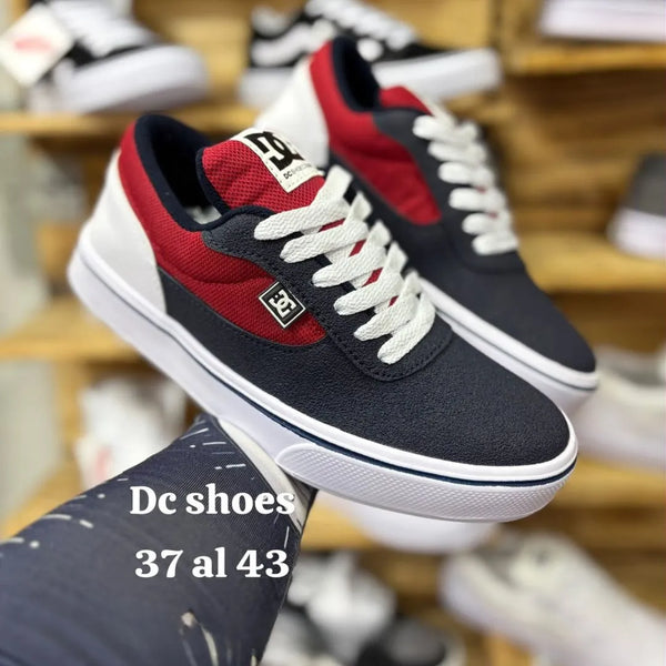 Zapatilla Dc Shoes Plano Azul Rojo y Blanco