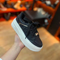 Zapatilla Plana Dama Negra Con Relieve