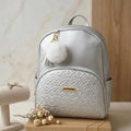 Morral Casual Dama Pompon Gris Plata