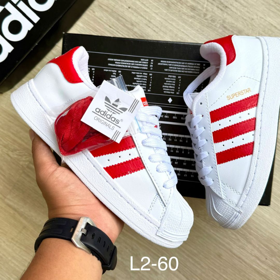 Zapatilla Unisex Adidas SuperStar Blanco y Rojo