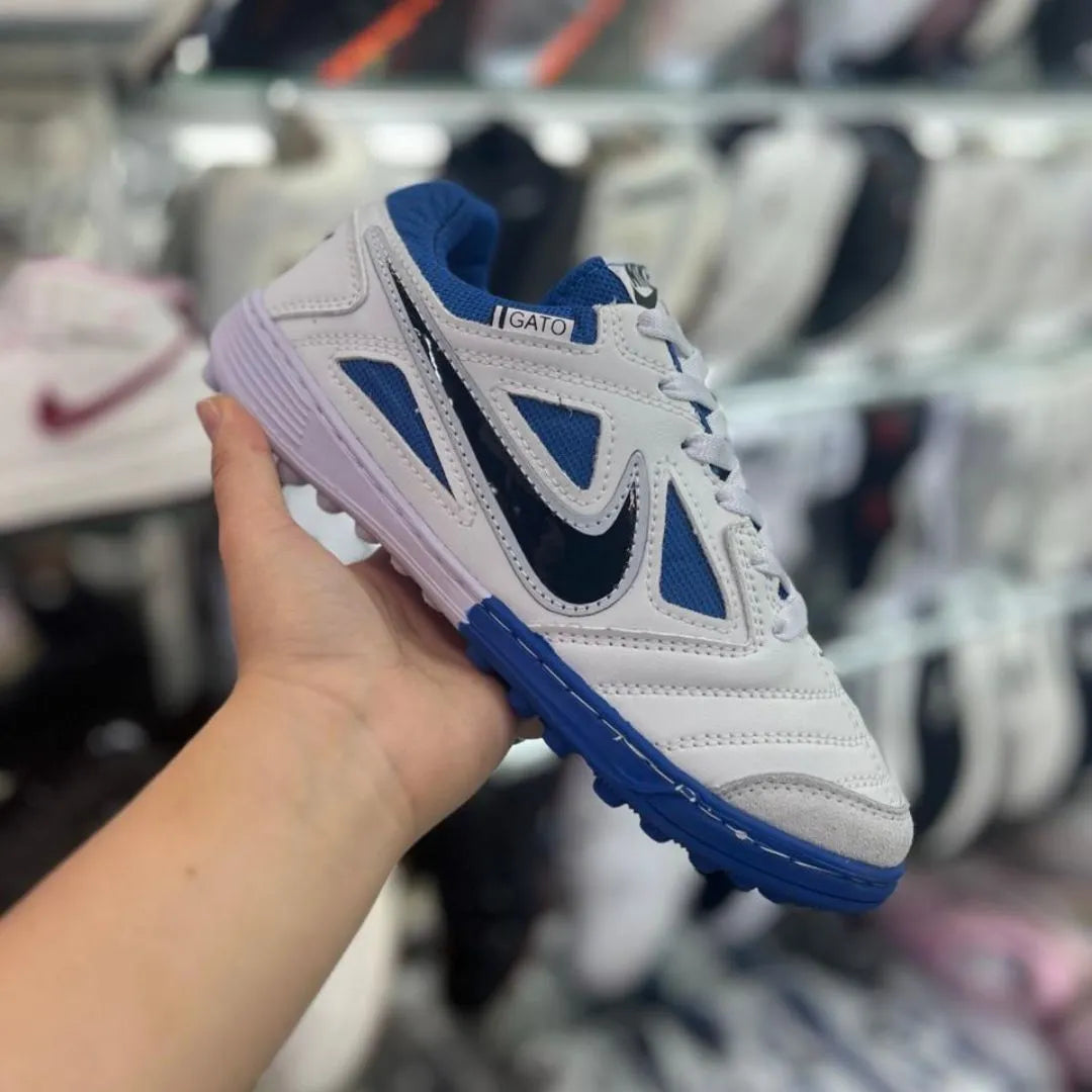 Zapatilla Gato Futsal Blanco y Azul