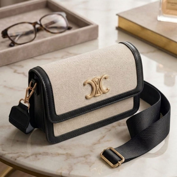 Bolso Manos Libres Beige y Negro