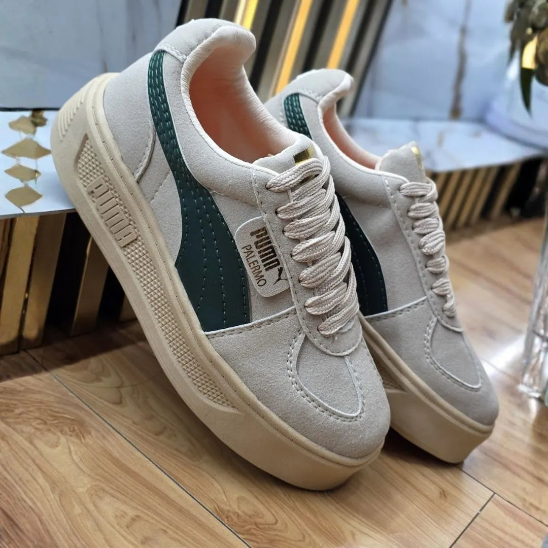 Zapatilla Puma Gris Verde y Beige