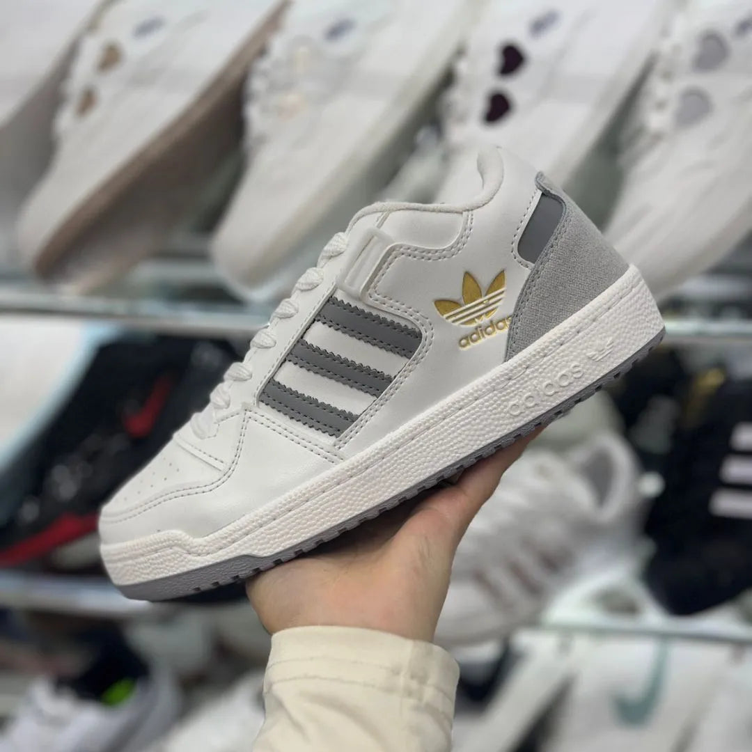 Zapatilla Adidas Forum Blanco y Gris Suela Inyectada