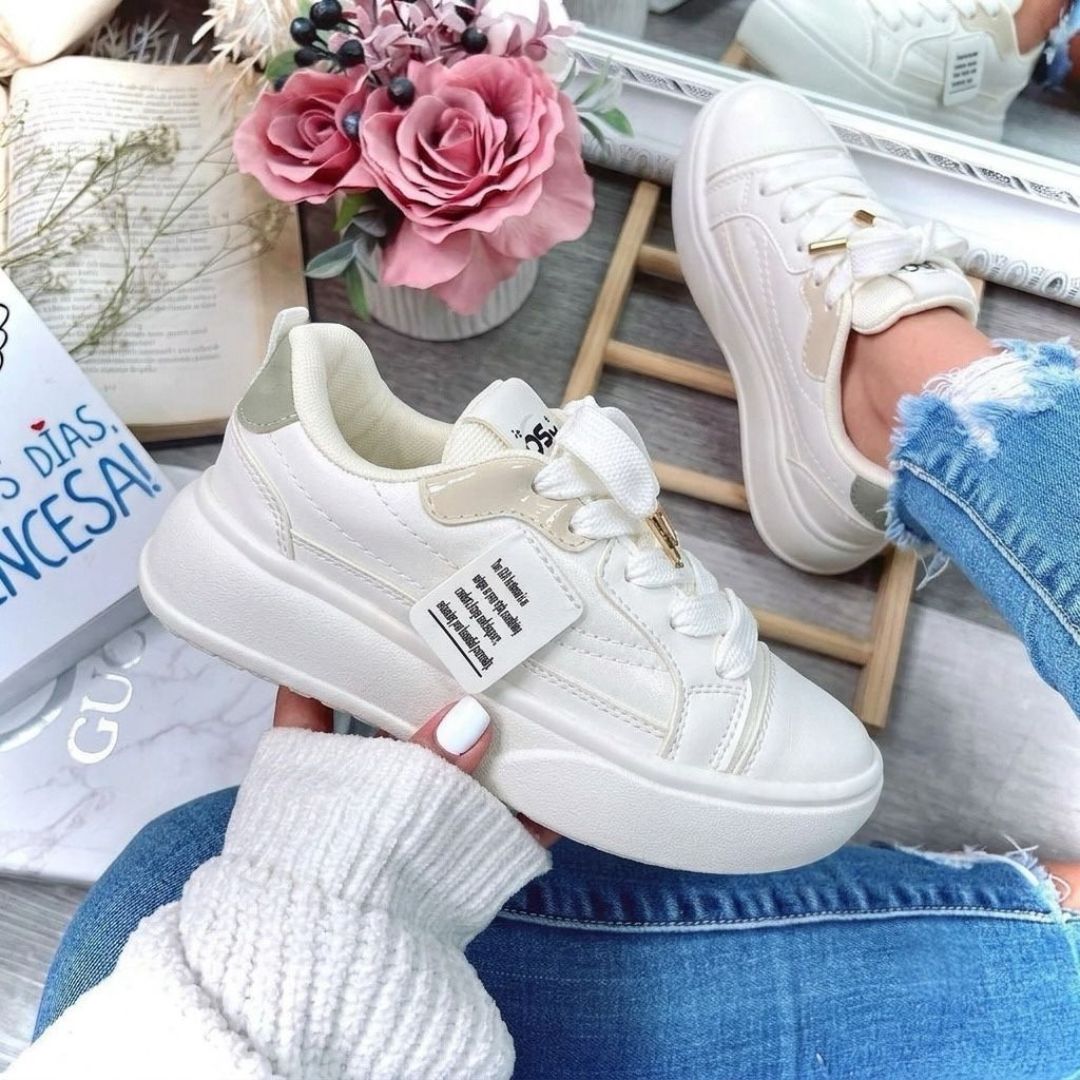 Zapatilla Plataforma Azucena Blanco y Gris