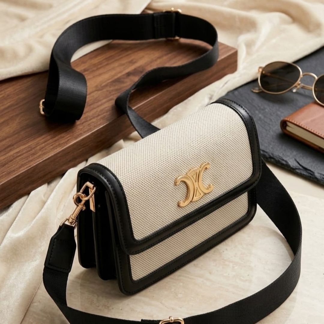 Bolso Manos Libres Beige y Negro