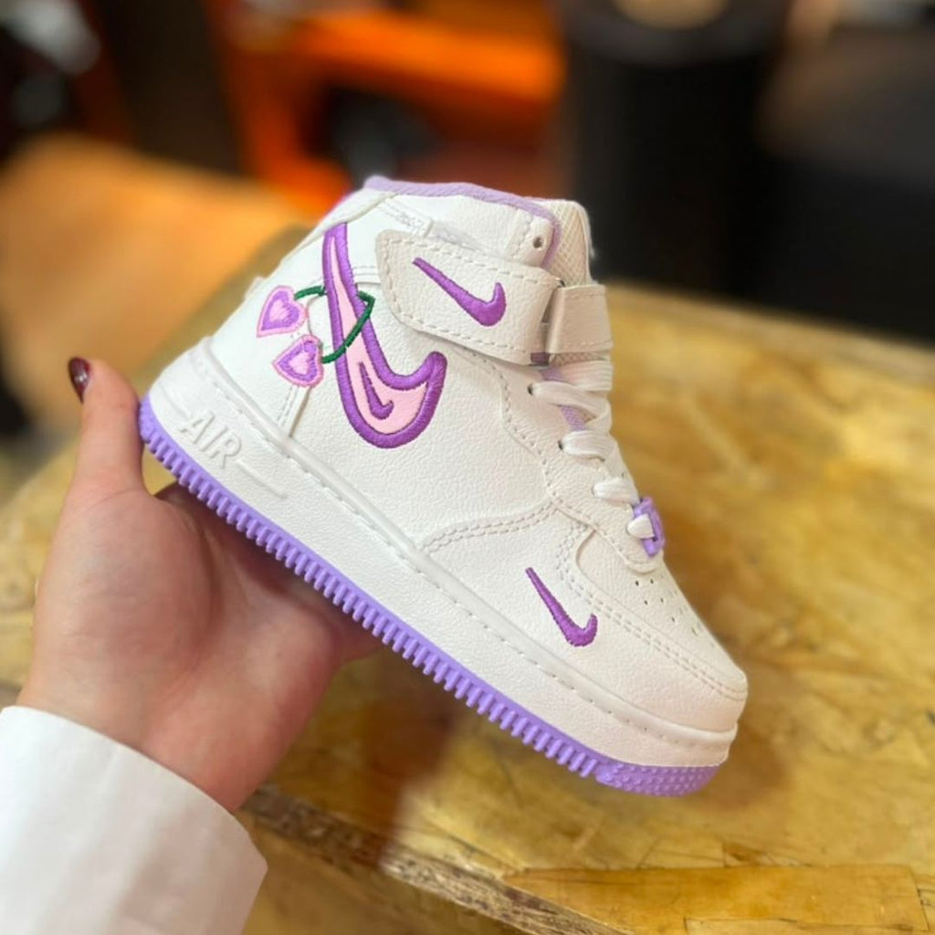 Tenis Bota Nike Niña Blanco y Morado