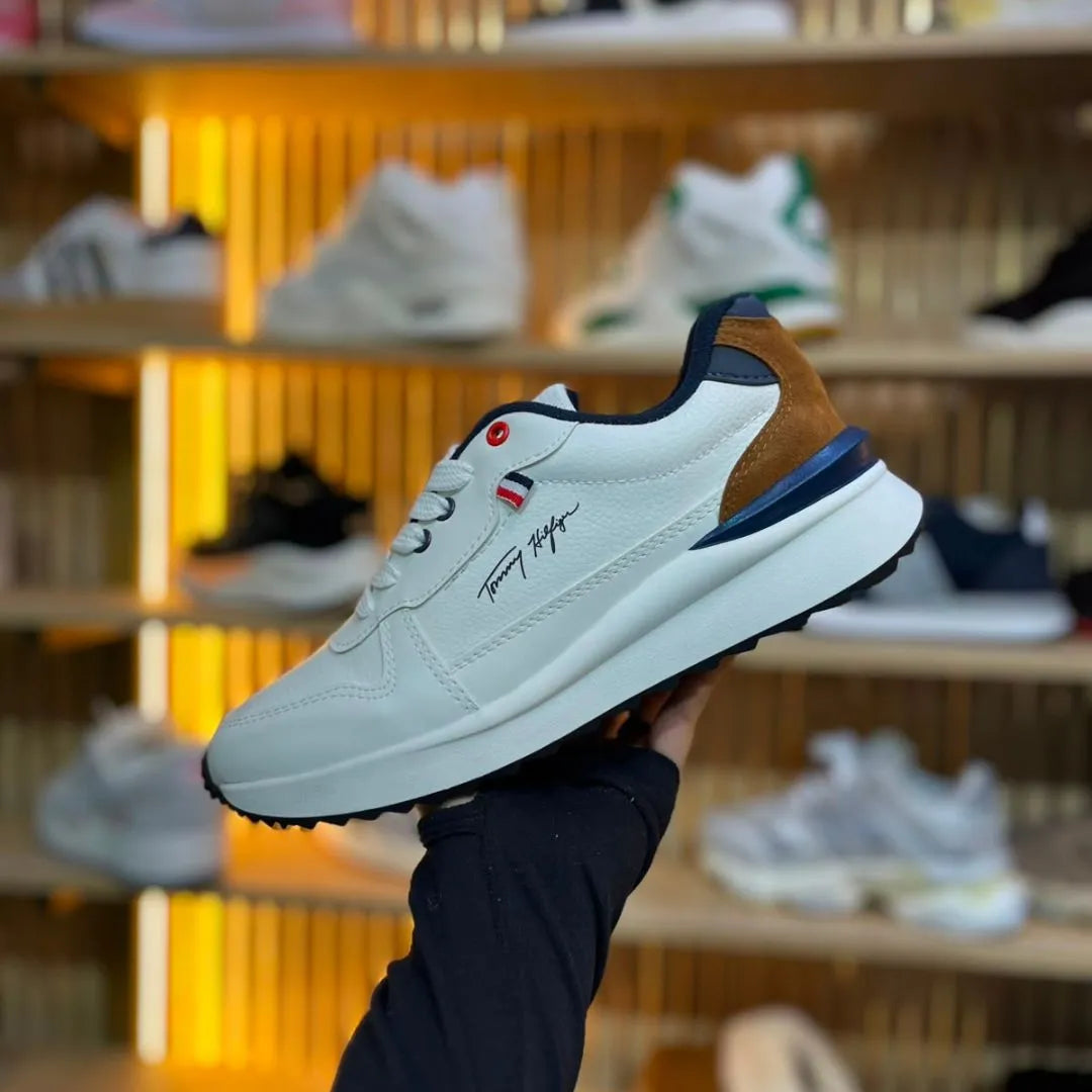 Zapatilla Tommy Hilfiger Blanco Azul y Cafe