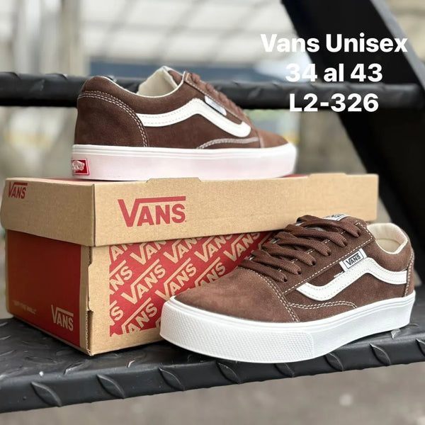 Zapatilla Unisex Vans Cafe y Blanco