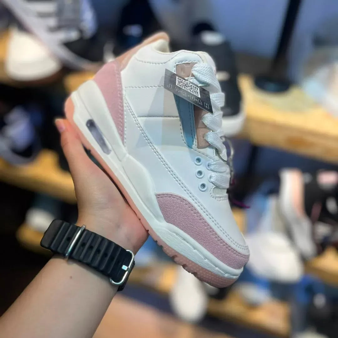 Zapatilla Tipo Bota Blanco y Rosa