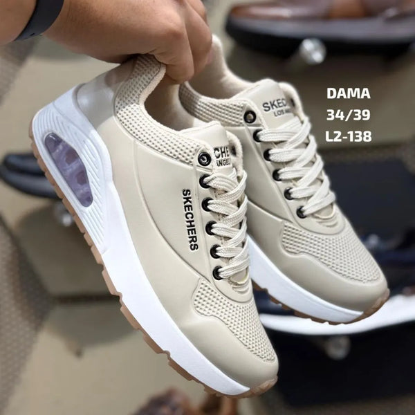 Zapatilla Skechers Beige Suela Blanca