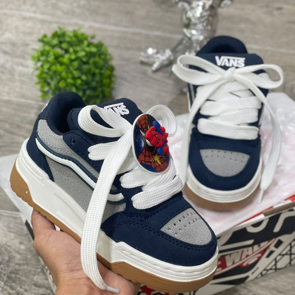 Zapatilla Niños Vans Gris y Azul Spiderman