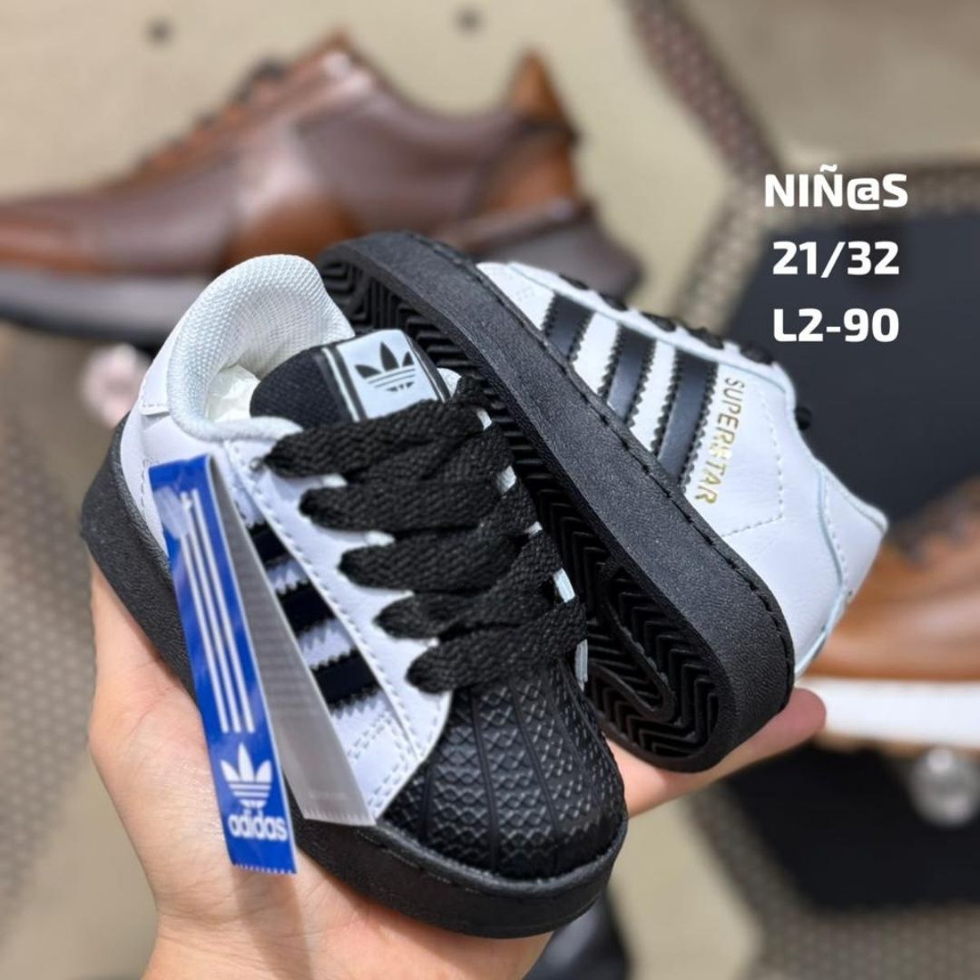 Zapatilla Niños Adidas Superstar Blanco y Negro