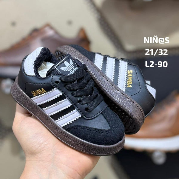 Zapatilla Niños Samba Negro y Blanco