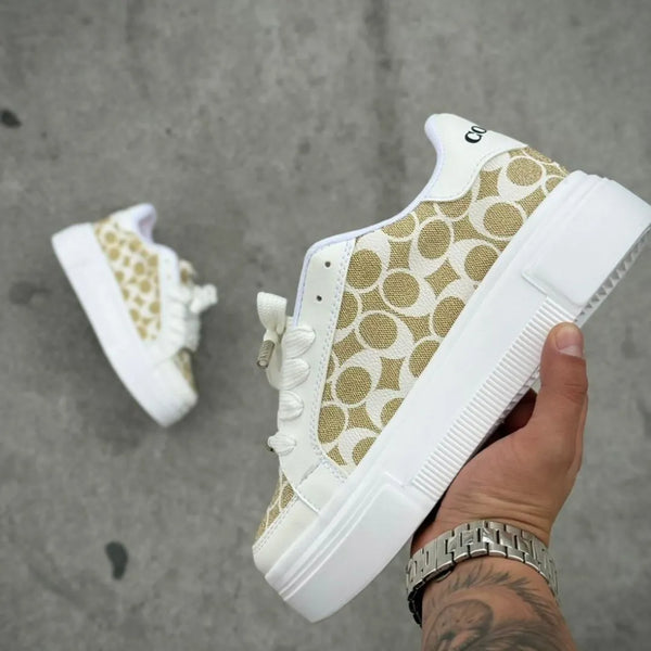 Zapatilla Coach Dorado Beige y Blanco