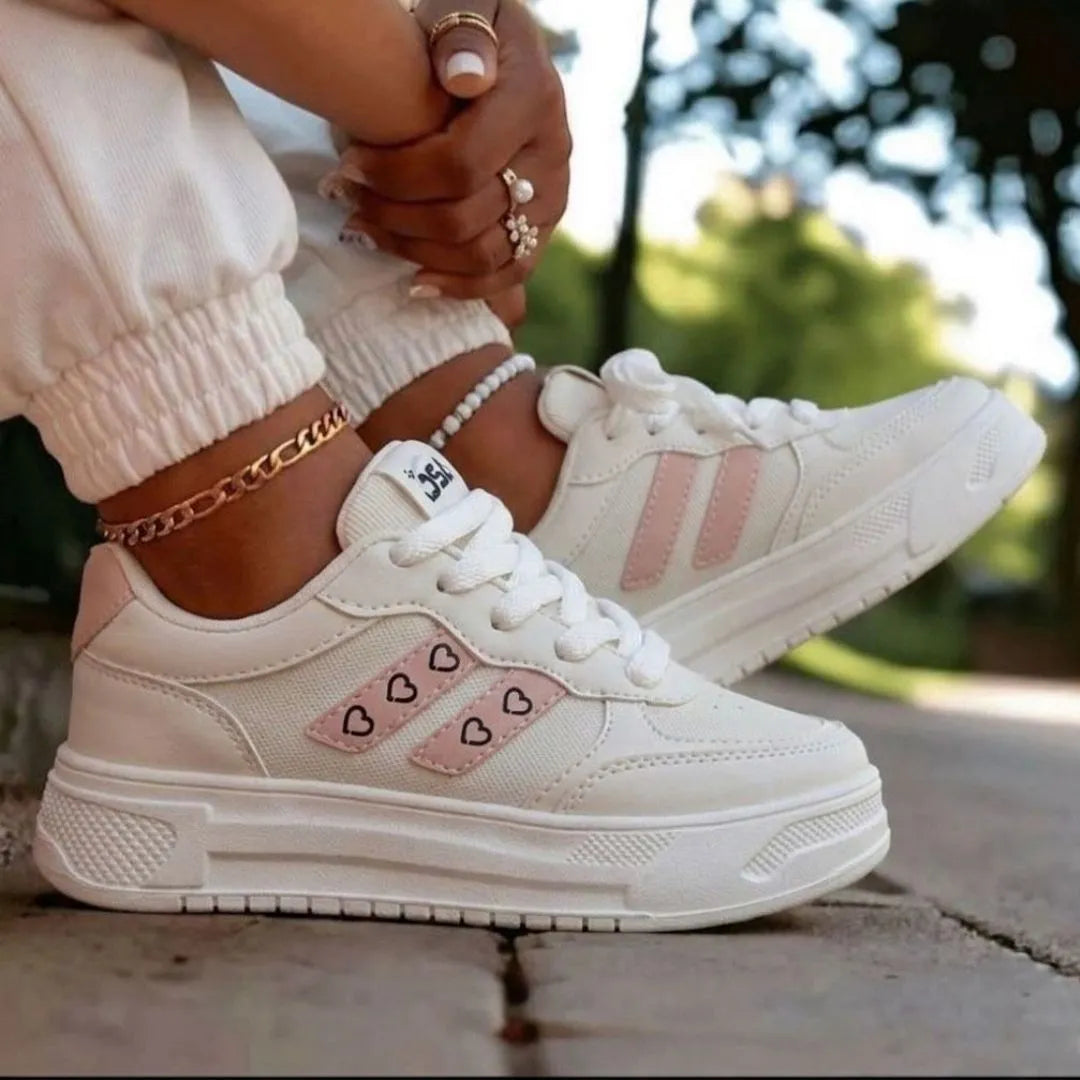 Zapatilla Blanca y Rosa Corazon