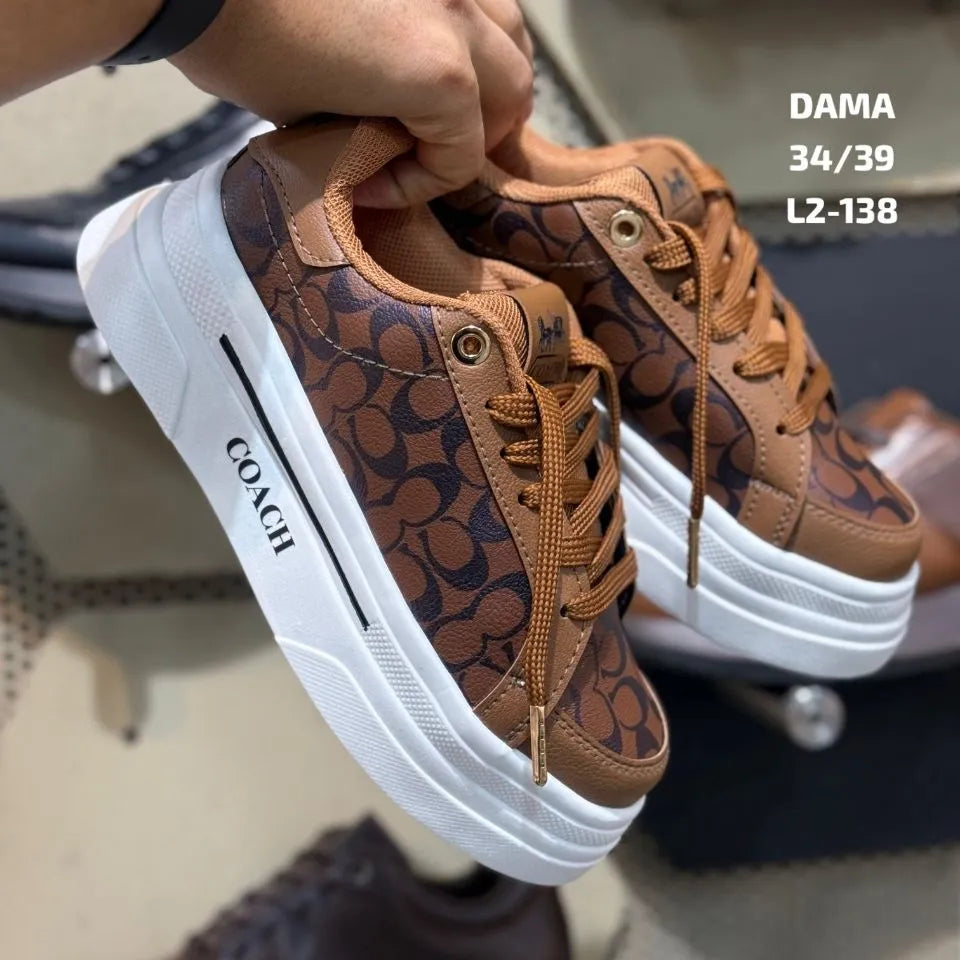 Zapatilla Coach Plataforma a Cuadros Cafe