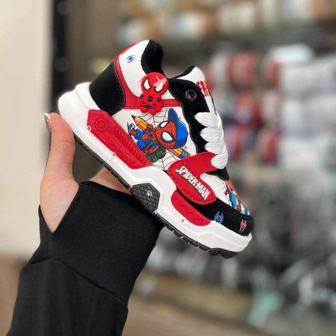 Tenis Niño Spiderman Blanco y Rojo