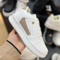 Zapatilla Plana Blanco y Cafe