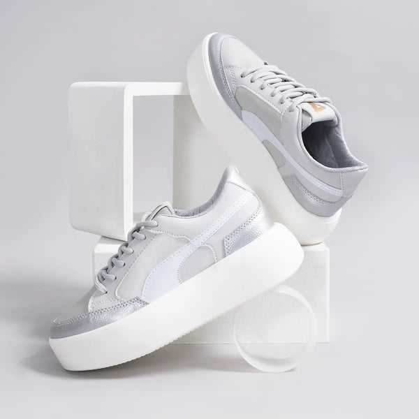 Tenis Derene Suela alta Gris y Blanco High Quality