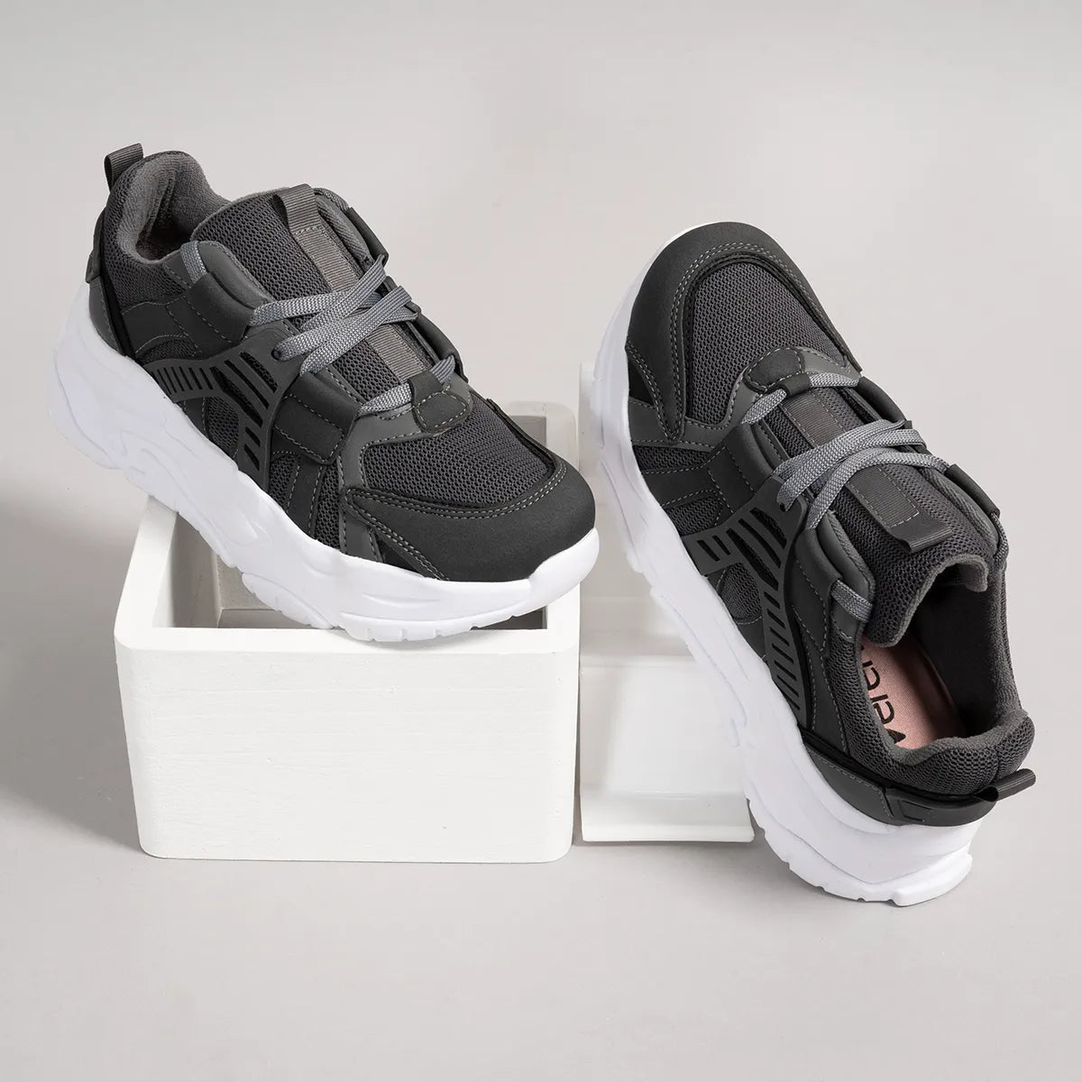 Tenis Derene Plataforma Gris High Quality