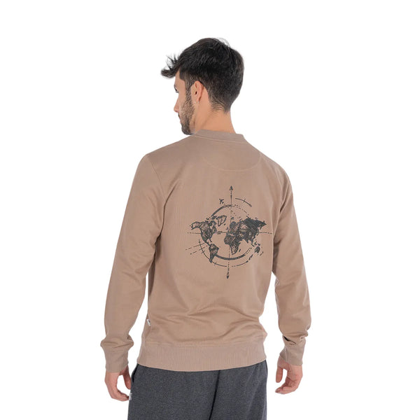 Buzo Basico Hombre Travel Moss Brown Cafe Claro