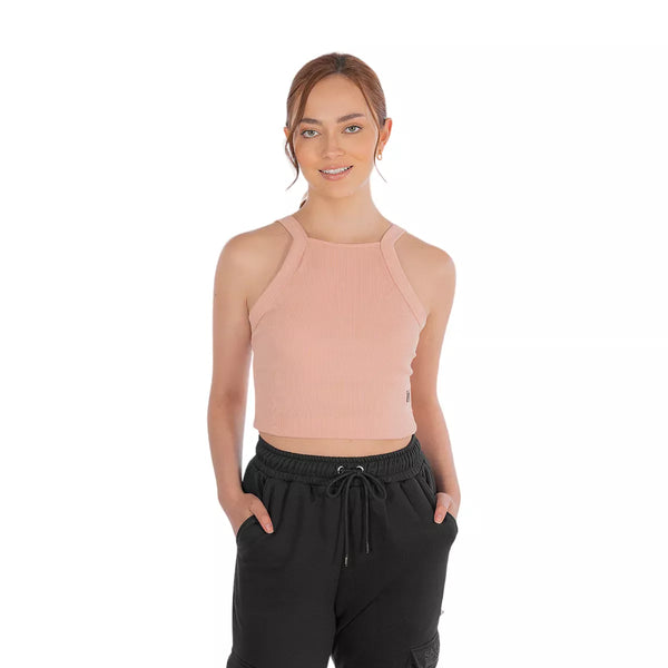 Blusa Basica En Rib Salmon Coral