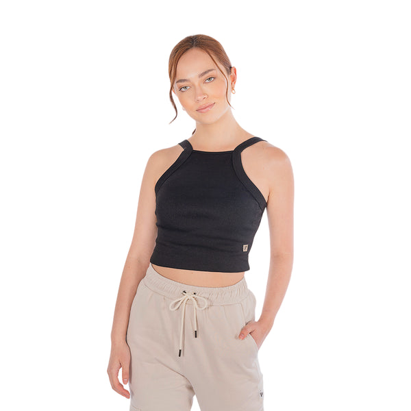 Blusa Basica En Rib Negra Onyx