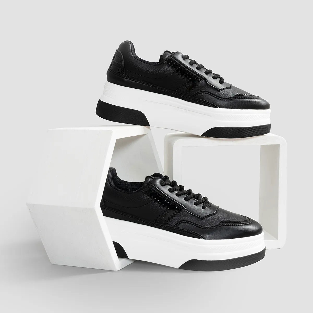 Tenis Derene Plataforma Negra Preto High Quality