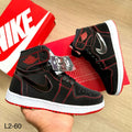 Teni-Bota Unisex Jordan Retro 1 Negro y Rojo