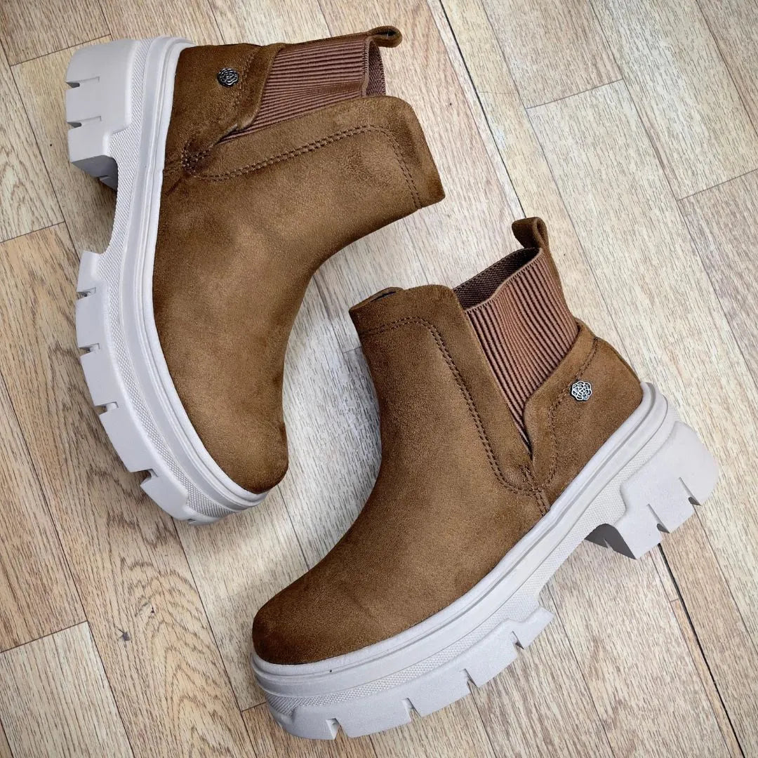 Botin Para Dama Cafe Sintetico
