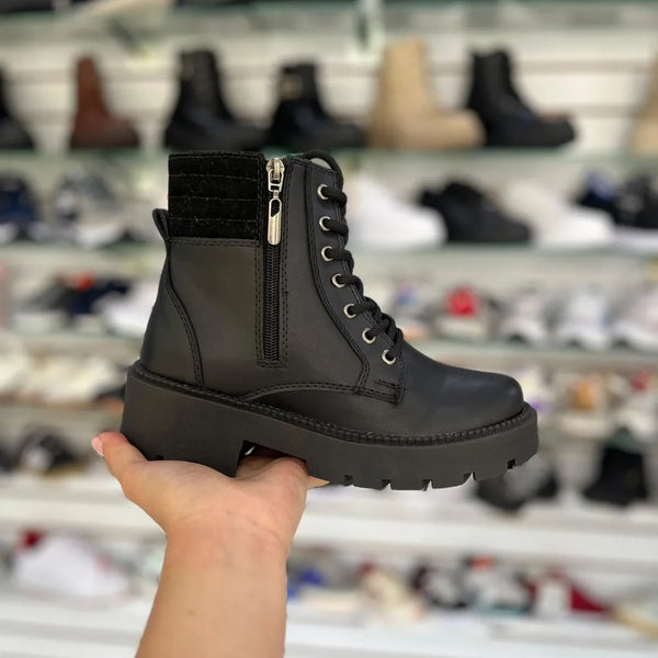 Botin Para Dama Negro con Cordones y Cremallera