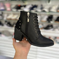 Botin Para Dama Negro Detalle Talón Gamusa